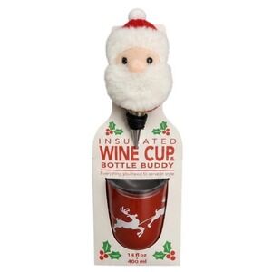 Wild Eye Designs  Christmas Insulated Wine Cup & Santa Bottle Stopper Set 14oz